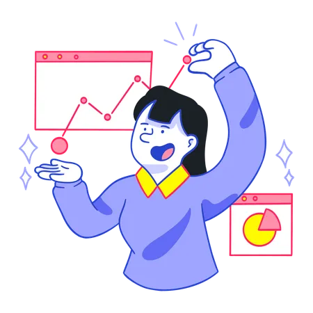 Businesswoman doing Financial analysis  Illustration