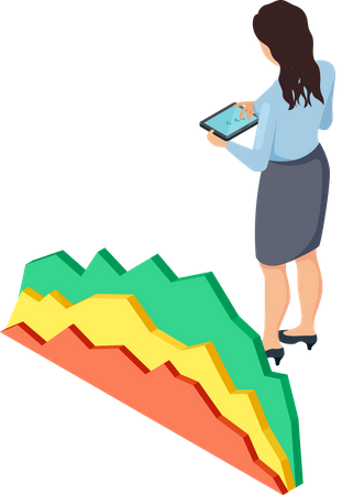 Businesswoman doing financial analysis  Illustration