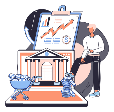 Businesswoman doing financial analysis  Illustration
