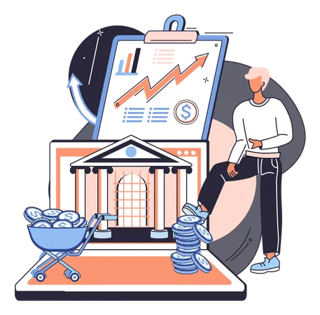 Businesswoman doing financial analysis  Illustration