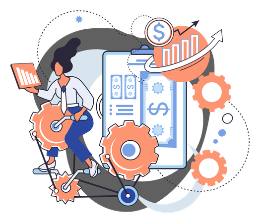 Businesswoman doing financial analysis  Illustration