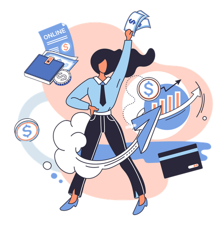 Businesswoman doing financial analysis  Illustration
