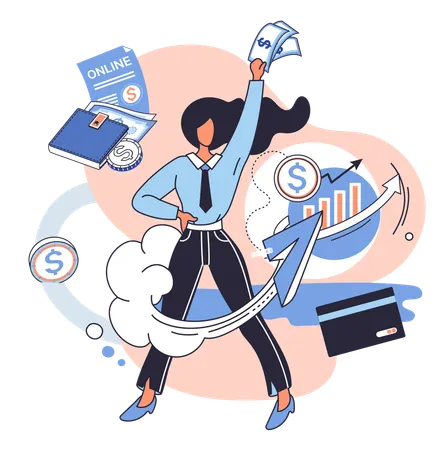 Businesswoman doing financial analysis  Illustration