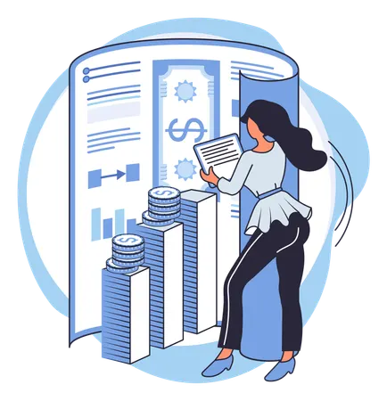 Businesswoman doing financial analysis  Illustration