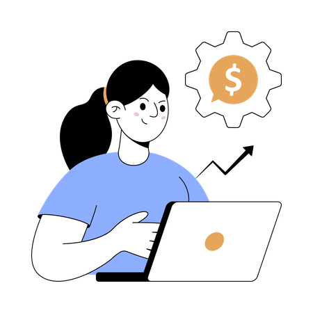 Businesswoman doing financial analysis  Illustration