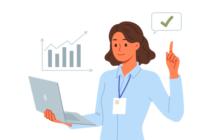 Businesswoman doing financial analysis of business  Illustration