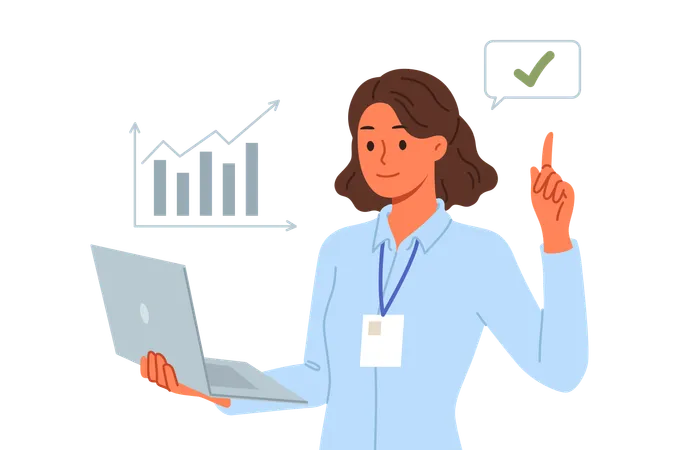 Businesswoman doing financial analysis of business  Illustration