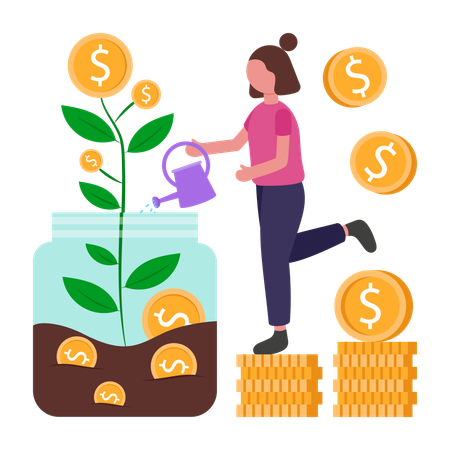 Businesswoman doing financial Investment  Illustration