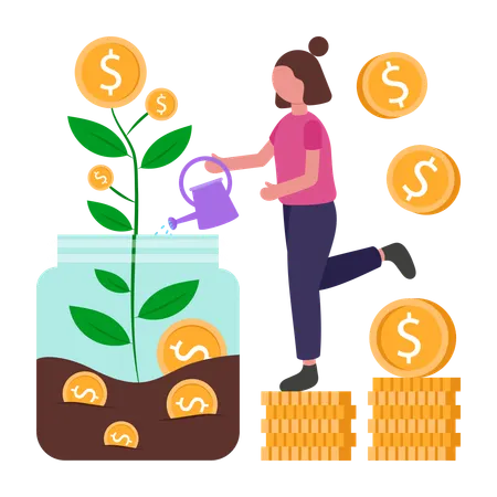 Businesswoman doing financial Investment  Illustration