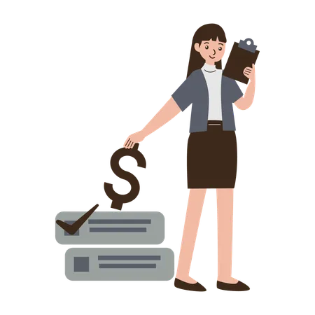 Businesswoman doing financial planning  Illustration