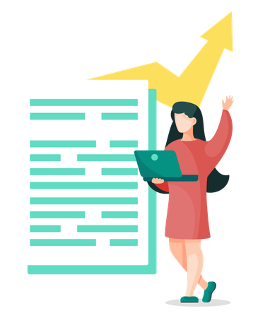 Businesswoman doing financial report about company success and growth  Illustration