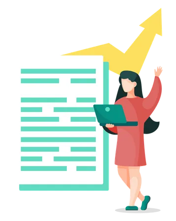 Businesswoman doing financial report about company success and growth  Illustration