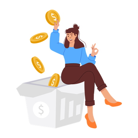 Businesswoman doing fund management  Illustration