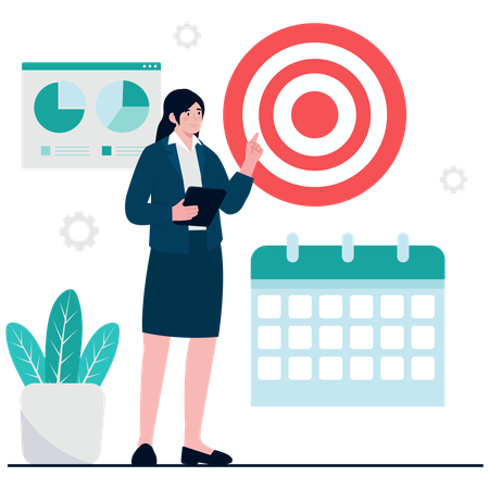 Businesswoman doing Goal Planning  Illustration