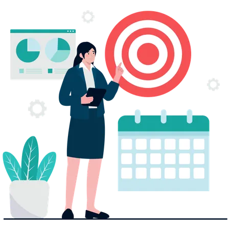 Businesswoman doing Goal Planning  Illustration