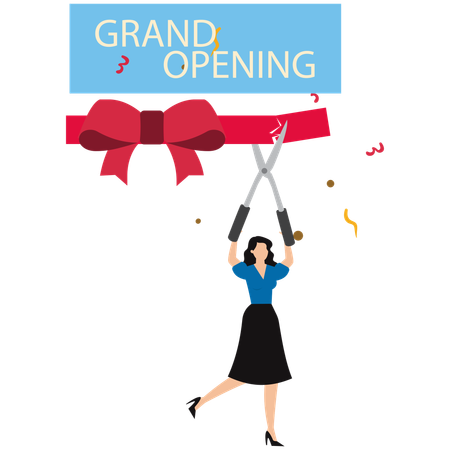 Businesswoman doing grand opening  Illustration