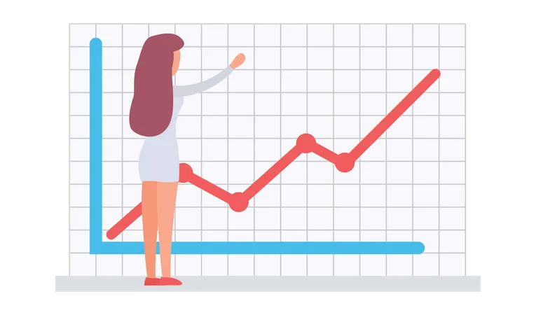 Businesswoman doing growth analysis  Illustration