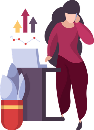 Businesswoman doing growth analysis  Illustration