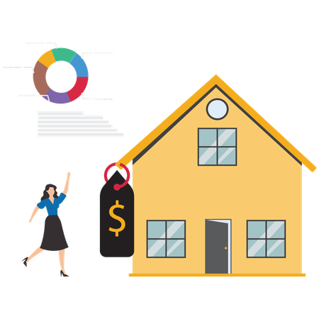 Businesswoman doing House investment  Illustration