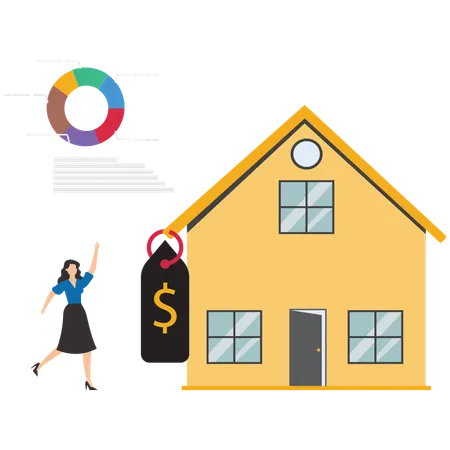 Businesswoman doing House investment  Illustration