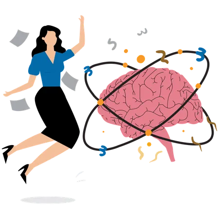 Businesswoman doing Innovation Lab Brainstorming  Illustration