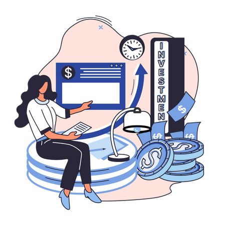 Businesswoman doing investment analysis  일러스트레이션
