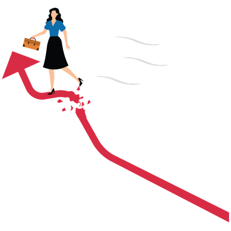 Businesswoman doing investment loses  Illustration