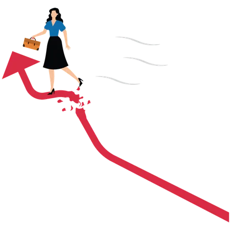 Businesswoman doing investment loses  Illustration