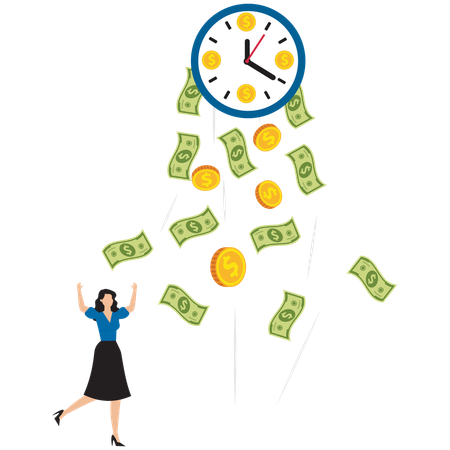 Businesswoman doing investment on time  Illustration