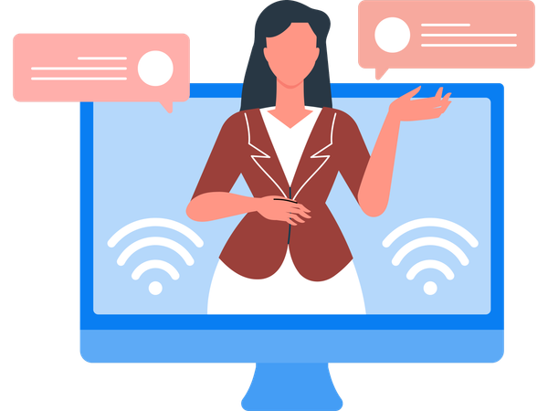 Businesswoman doing Laptop chat  Illustration