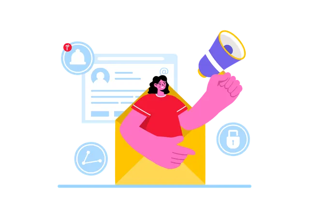 Businesswoman doing mail marketing  Illustration