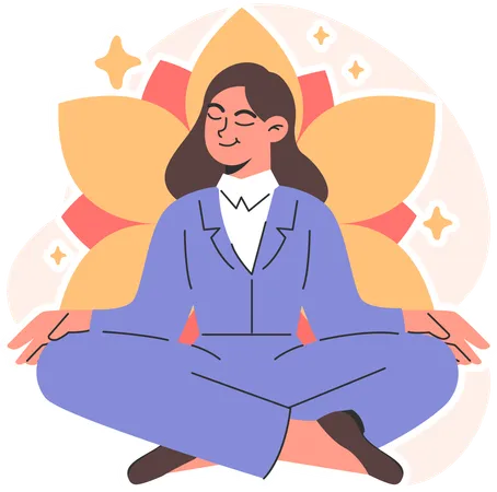 Businesswoman doing meditation  Illustration