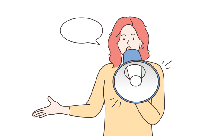 Businesswoman doing megaphone marketing  Illustration