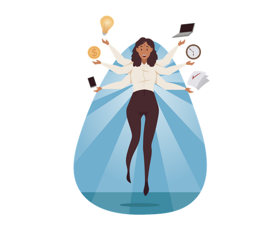 Businesswoman doing multiple task  Illustration