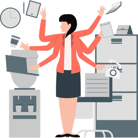 Businesswoman doing multitasking  Illustration