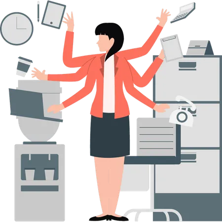 Businesswoman doing multitasking  Illustration