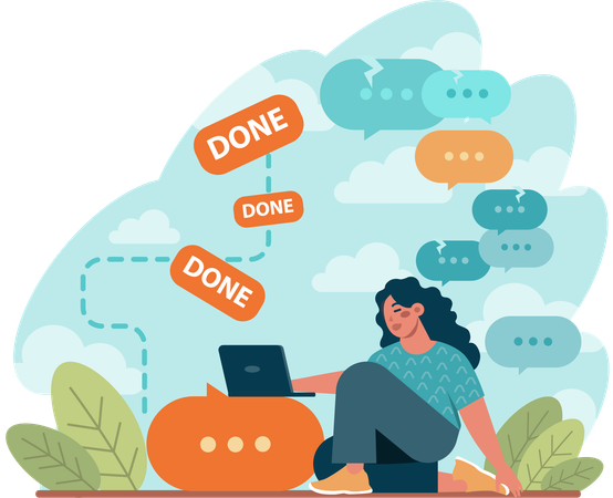 Businesswoman doing multitasking  Illustration