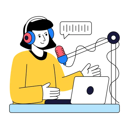 Businesswoman doing Music Recorder  Illustration