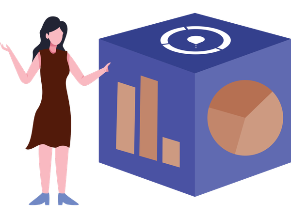 Businesswoman doing online analytics  Illustration