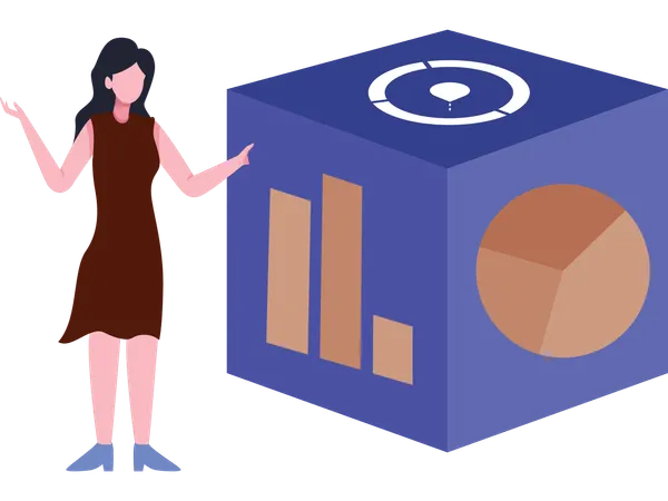Businesswoman doing online analytics  Illustration
