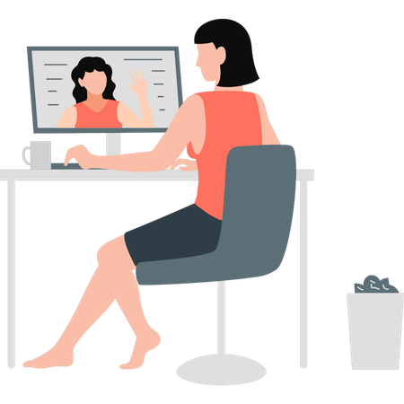 Businesswoman doing online development meeting  Illustration