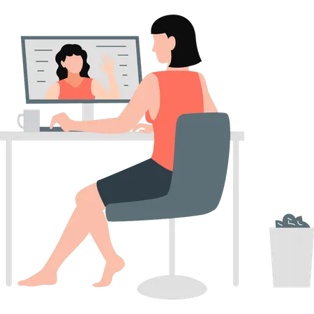 Businesswoman doing online development meeting  Illustration