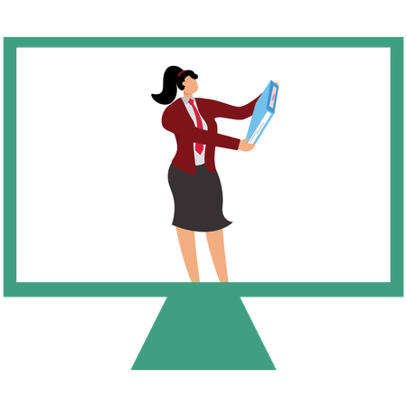 Businesswoman doing Online learning  Illustration