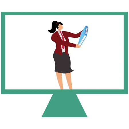 Businesswoman doing Online learning  Illustration