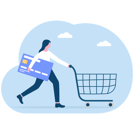 Businesswoman doing online shopping with credit card  Illustration