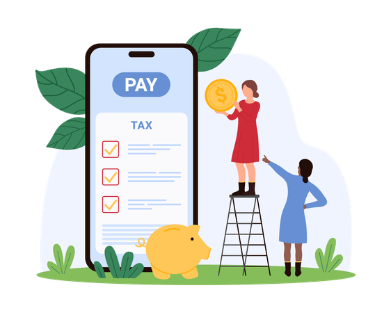 Businesswoman doing online tax payment  Illustration