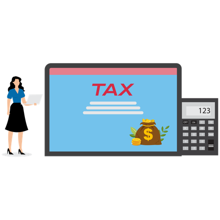 Businesswoman doing online tax payment  Illustration