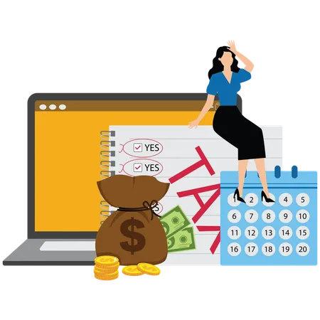 Businesswoman doing online tax payment  Illustration