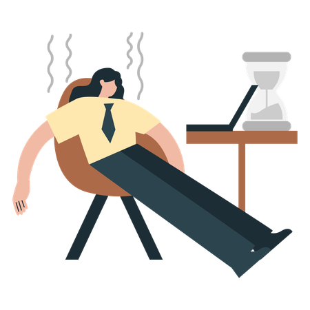 Businesswoman doing Overtime work  Illustration