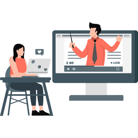 Businesswoman doing presentation online  Illustration